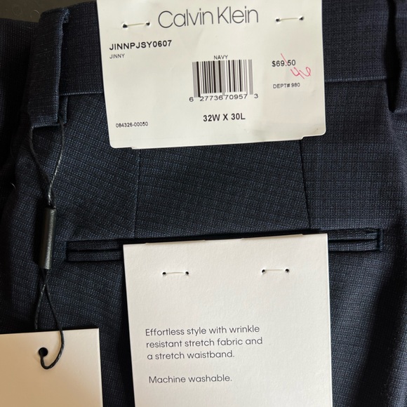 Navy 32x30 Calvin Klein Dress Pants new with tags - Picture 3 of 5